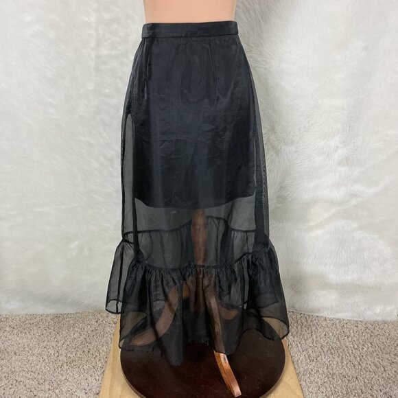 Anthropologie Black Sheer Organza A-Line Flounce Hem Skirt NWT 2 - Picture 3 of 7
